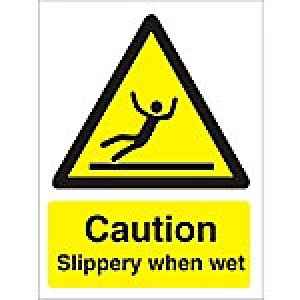 Image of Warning Sign Slippery When Wet Plastic 40 x 30 cm
