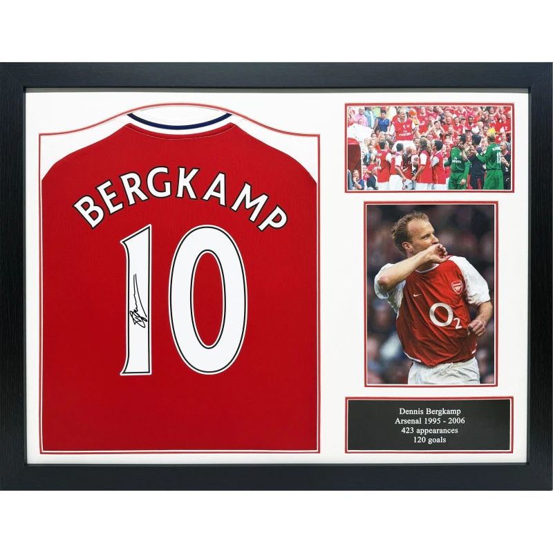 Image of AllStarSignings Ltd Dennis Bergkamp signed & framed Arsenal shirt Red unisex One Size