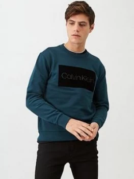 Image of Calvin Klein Block Logo Sweatshirt - Quiet Night