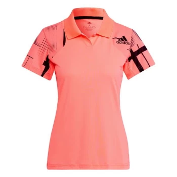 Image of adidas Club Tennis Graphic Polo Shirt Womens - Acid Red / Black