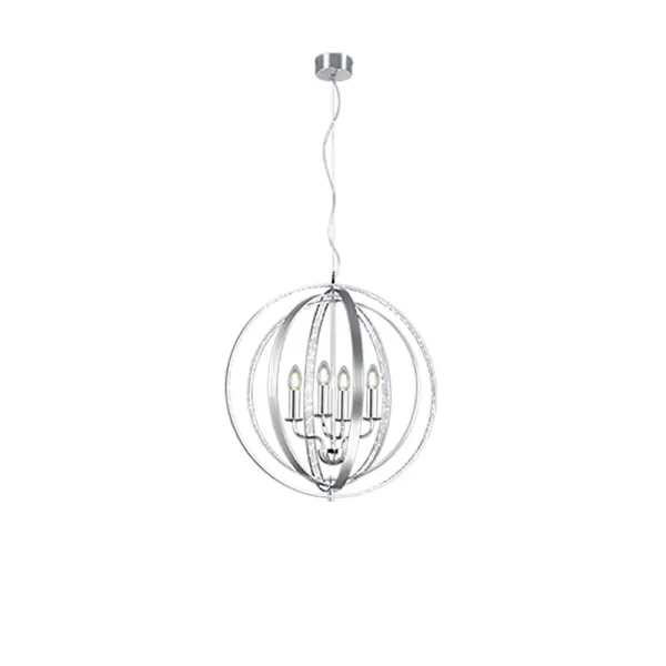 Image of Candela Modern 4 Light Spherical Pendant Ceiling Light Brushed aluminium