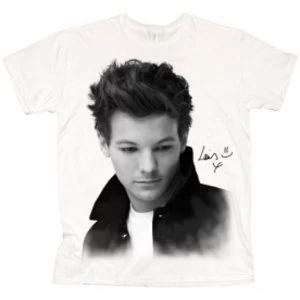Image of One Direction Louis Solo B&W Ladies White T Shirt: X Large