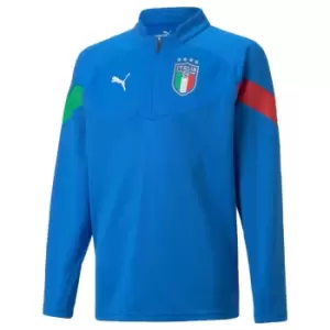 Image of 2022-2023 Italy Player Training Half Zip Top (Blue) - Kids