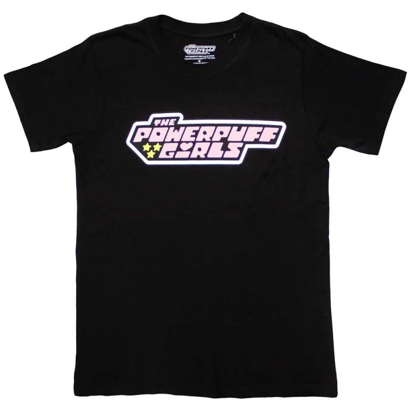 Image of Powerpuff Girls Mens Logo T-Shirt in Black Size: Medium Black Male M
