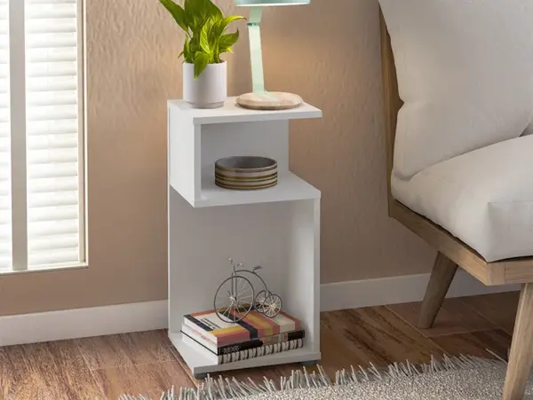 Image of Seconique Naples White Side Table