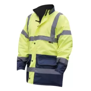 Image of Warrior Mens Denver High Visibility Safety Jacket (S) (Fluorescent Yellow)