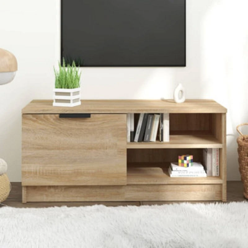 Image of Vidaxl TV Cabinet Sonoma Oak 80X35X36.5cm Engineered Wood, Brown 811472
