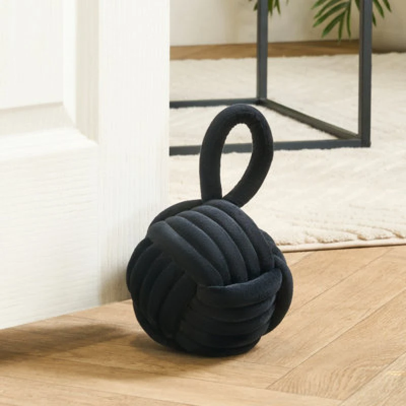Image of OHS OHS Matte Velvet Rope Weighted Decorative Door Stop with Handle in Black One Size Unisex 5027434224944