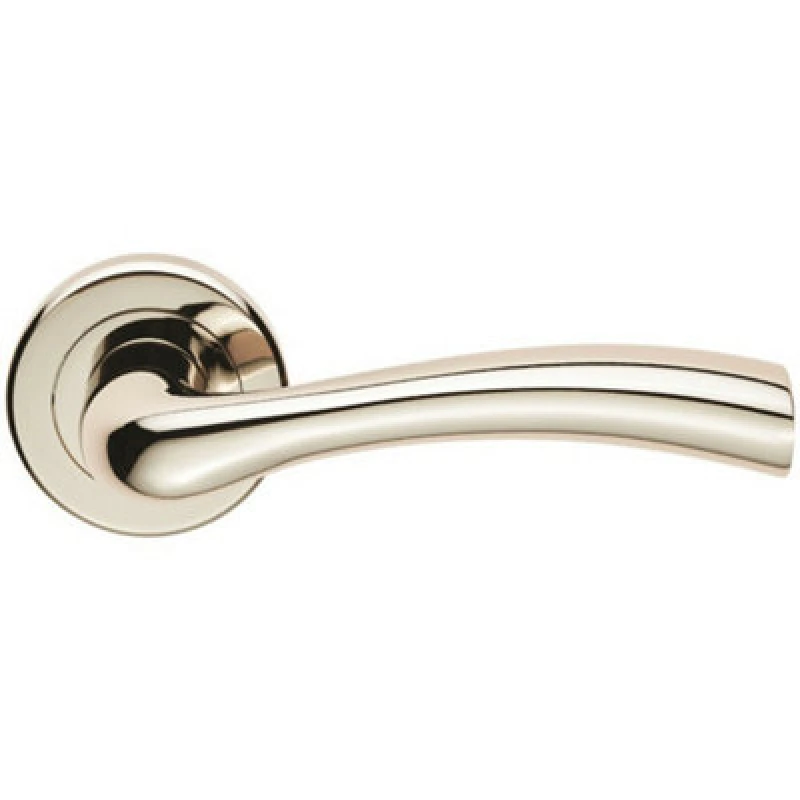 Image of Loops PAIR Curved Flowing Flared Handle Concealed Fix Round Rose Polished Nickel Metallics