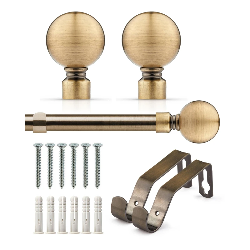 Image of Emma Barclay Curtain Pole Extendable Ball Antique Brass unisex 120-210cm