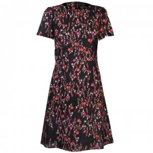Image of SET Womens Flower Fit and Flare Dress - 0993 BLACK RED
