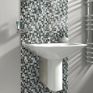 Image of Petrol Marble effect Square Glass & stone Mosaic tile (L)300mm (W)300mm