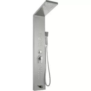 Image of 5 In 1 Shower Column Tower Panel With Twin Heads Massage Jets Rainfall Tub Spout
