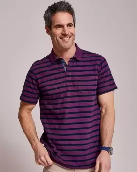 Image of Cotton Traders Mens Textured Stripe Polo Shirt in Purple