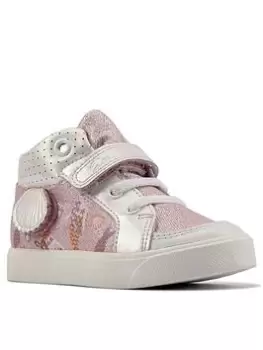 Image of Clarks Toddler City Pop Canvas Hi Top, Pink, Size 6 Younger