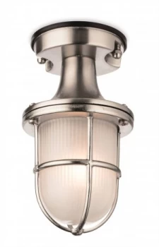 Image of 1 Light Outdoor Flush Light Nickel with Frosted Glass IP54, E27