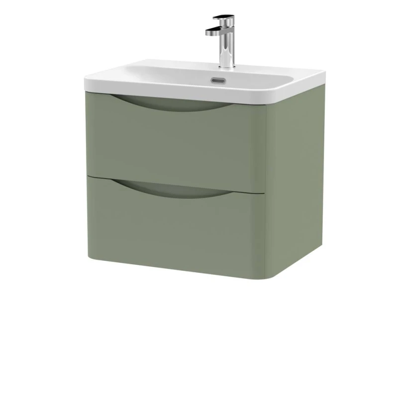 Image of Balterley Arch Bathroom Wall Hung 2 Drawer Vanity, Ceramic Basin, Green, 600mm in Green Green Unisex