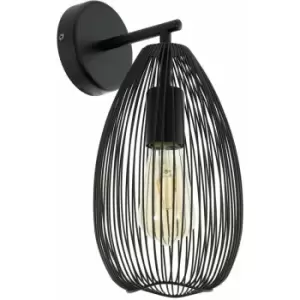 Image of Loops - LED Wall Light / Sconce Black Steel Wire Cage Shade 1 x 60W E27 Bulb