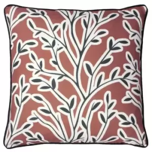 Image of Furn Annika Floral Cushion Cover (One Size) (Brick Red)