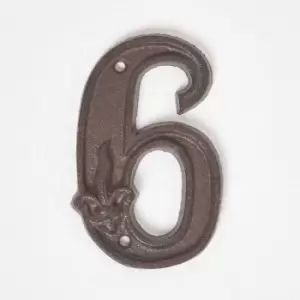 Image of Homescapes - Cast Iron House number, 6 - Brown - Brown - Brown