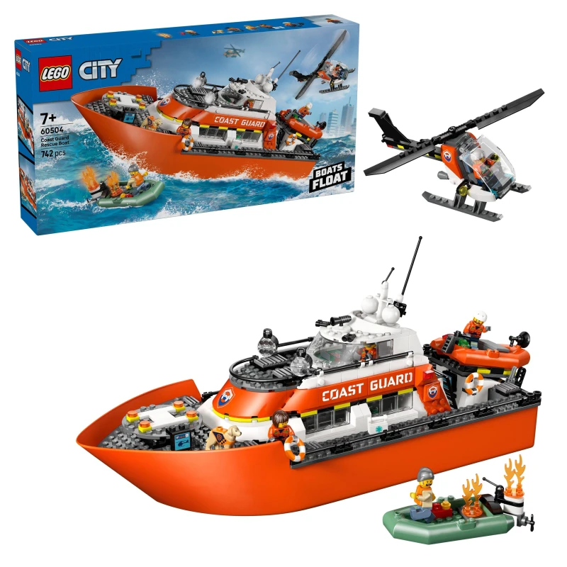Image of LEGO City Coast Guard Rescue Boat & Helicopter Playset 60504