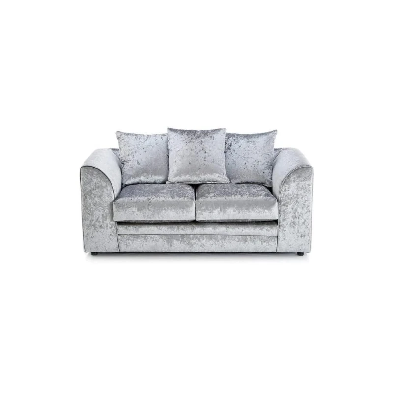 Image of LUXURY LIFE Dylan Crushed Velvet Fabric 2 Seater Sofa Silver