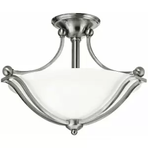 Image of Loops - 2 Bulb Semi Flush Light Bell Shaped Glass Sweeping Arms Nickel LED E27 100W
