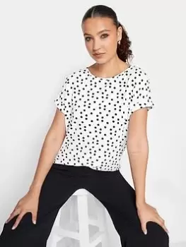 Image of Long Tall Sally White Black Turn Back Spot Tee, White, Size 8, Women