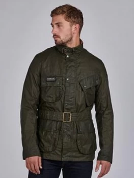 Image of Barbour International Lightweight Wax Jacket - Olive , Olive, Size L, Men