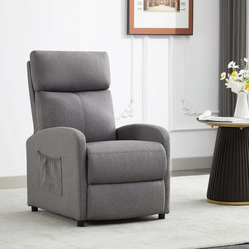 Image of MCC Direct CozyWell Grey Linen Fabric Reclining Arm Chair Grey