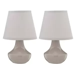 Image of Premier Housewares Set of 2 Table Lamps in Grey Ceramic