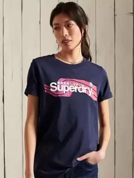 Image of Superdry Core Logo Cali T-Shirt - Navy, Size 10, Women