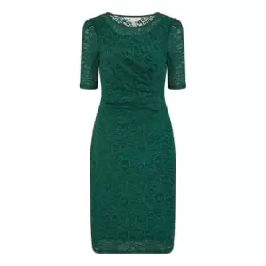 Image of Yumi Green Ruched Lace Dress - Green