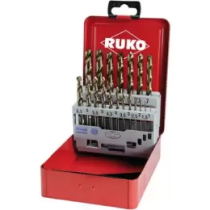 Image of RUKO 215214 HSSE-Co 5 Metal twist drill bit set 19 Piece DIN 338 Cylinder shank 1 Set