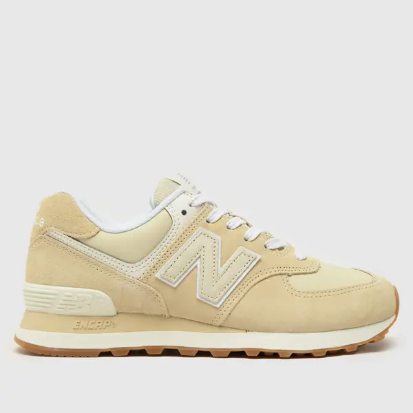 Image of New Balance 574 trainers in white & beige