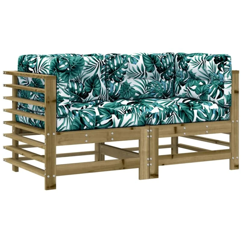 Image of VIDAXL Corner Sofas with Cushions 2 pcs Impregnated Wood Pine vidaXL 8720845802905