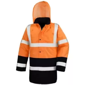 Image of Result Mens Two Tone Safety Coat (L) (Fluorescent Orange/Black) - Fluorescent Orange/Black