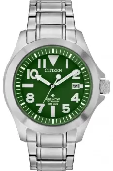 Image of Gents Citizen Eco-Drive Titanium Bracelet Watch BN0116-51X