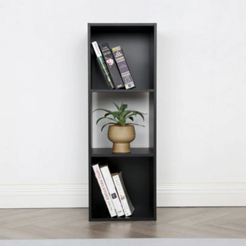 Image of Jane - 3X1 Bookcase - Cube Storage Boxes (Black)