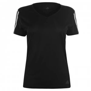 Image of adidas Womens Run It 3-Stripes Graphic T-Shirt - Black/White