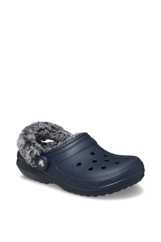 Image of Crocs Classic Fleece Lined Clog in Navy Size: 3 Navy Unisex 3