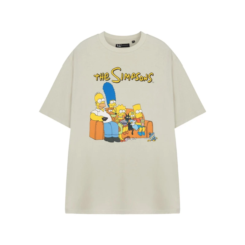 Image of The Simpsons The Simpsons Men Short Sleeved T-Shirt in Beige Size: X-Large Beige XL Male 5063203922840