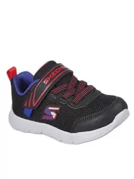 Image of Skechers Boys Comfy Flex Mini Trainer Gore & Strap Trainer Wth Asymmetrical Toe Cap, Black, Size 5 Younger