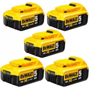 Image of DCB184 18v xr 5.0Ah Battery (Pack of 5) - Dewalt