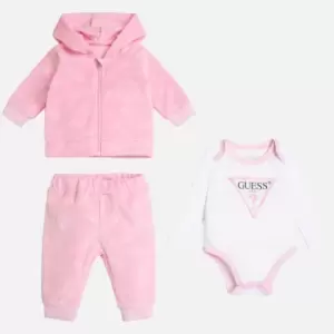 Image of Guess Girls Logo Jersey and Chenille Tracksuit and Body Set - 12-18 months