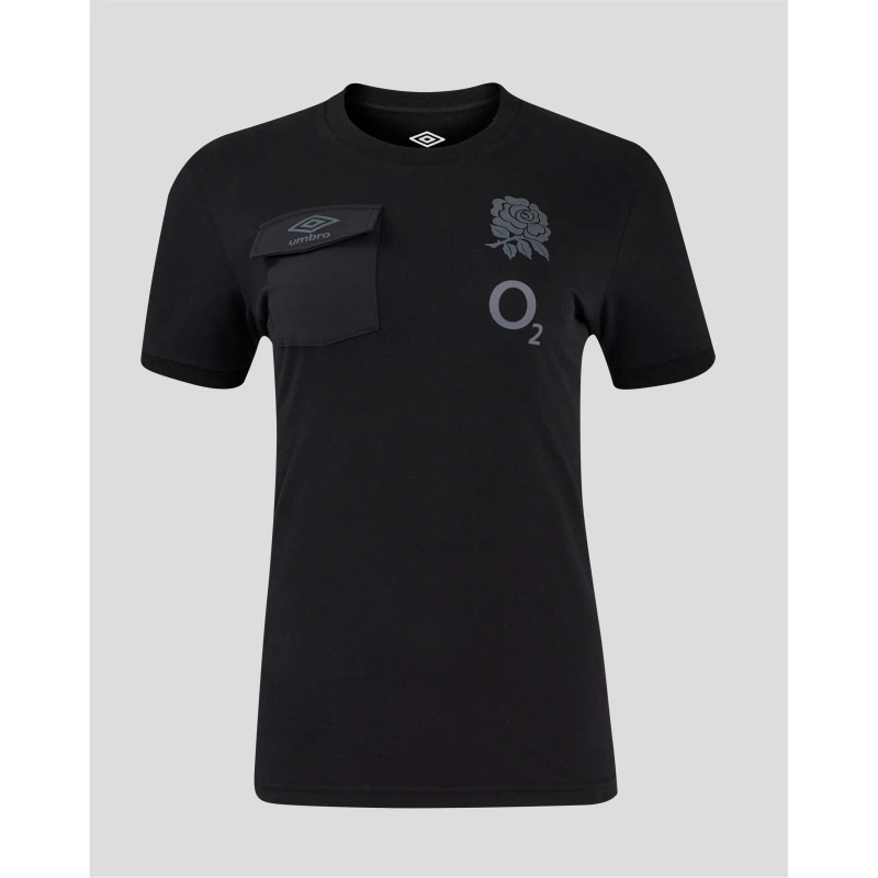 Image of Umbro England Rugby Presentation T-Shirt 2024 Womens - Black 8