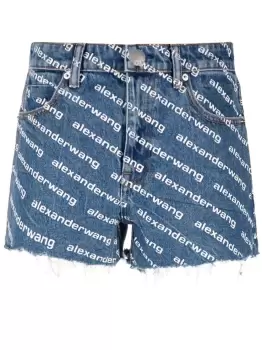 Image of ALEXANDER WANG WOMEN Logo Bite Shorts Blue