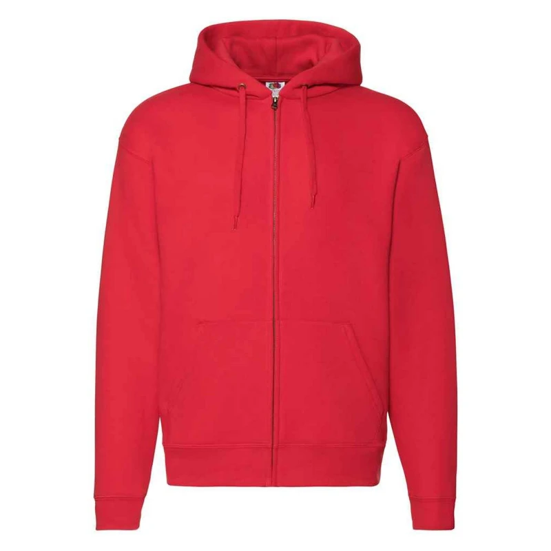 Image of Fruit Of The Loom Fruit of the Loom Men Premium Full Zip Hoodie in Red Size: Small Red S Male 5063527304346