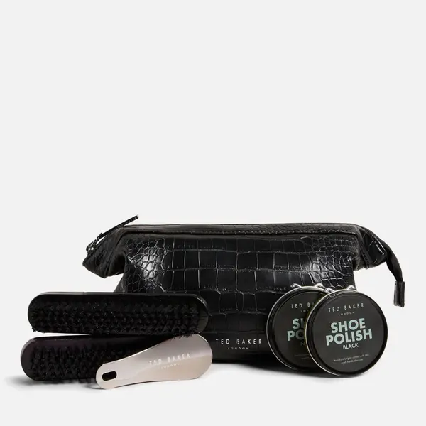 Image of Ted Baker Ddann Faux Leather Wash Bag Set Black male 265067