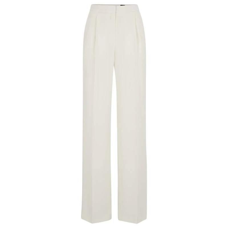 Image of Boss Womens Tozera Straight Leg Trousers Open White female 10 (M)